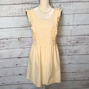 lark & wolff women's dress yellow seersucker XS